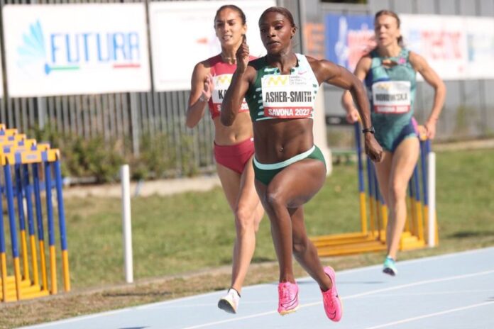 Dina Asher Smith (foto Giancarlo Colombo/Meeting Savona 2023) Dina Asher Smith (foto Giancarlo Colombo/Meeting Savona 2023)