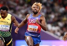 Lyles inarrestabile al secondo oro dei campionati mondiali nella 4×100 Noah Lyles (foto Getty Images Sport/Hannah Peters)