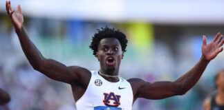 Ja’Kobe Tharp cancella il record del mondo di Aries Merritt sui 110 metri ostacoli nella semifinale dei Campionati NCAA foto Getty Images